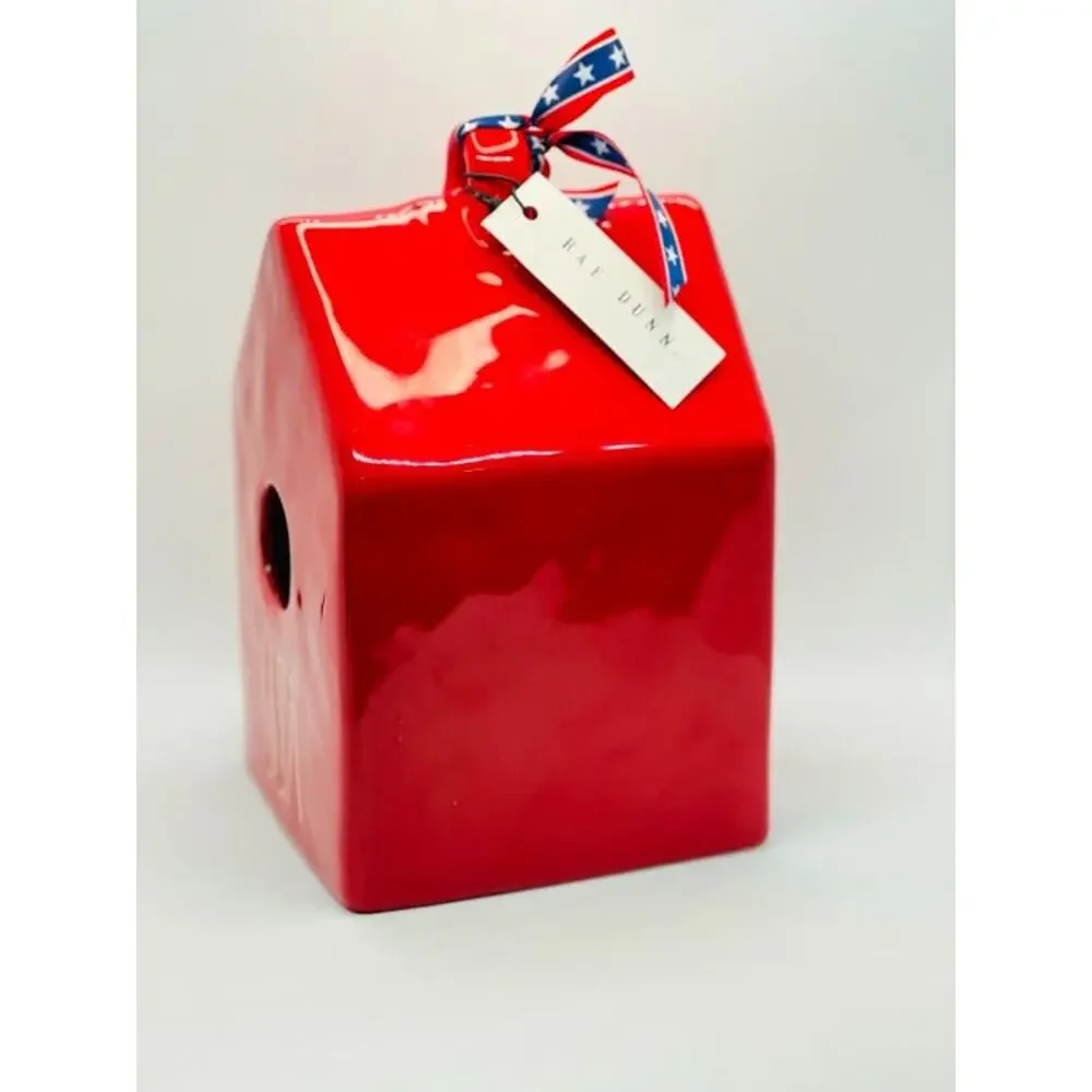 Rae Dunn USA red bird house